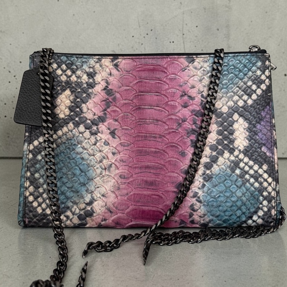 Coach, embossed python snake skin, double zip Cro… - image 9